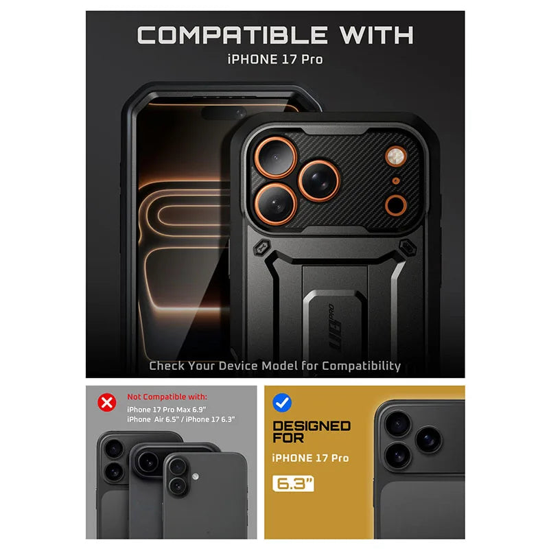 Rugged SUPCASE Full-Coverage iPhone 17 Pro Case | Shockproof with Holster & Kickstand