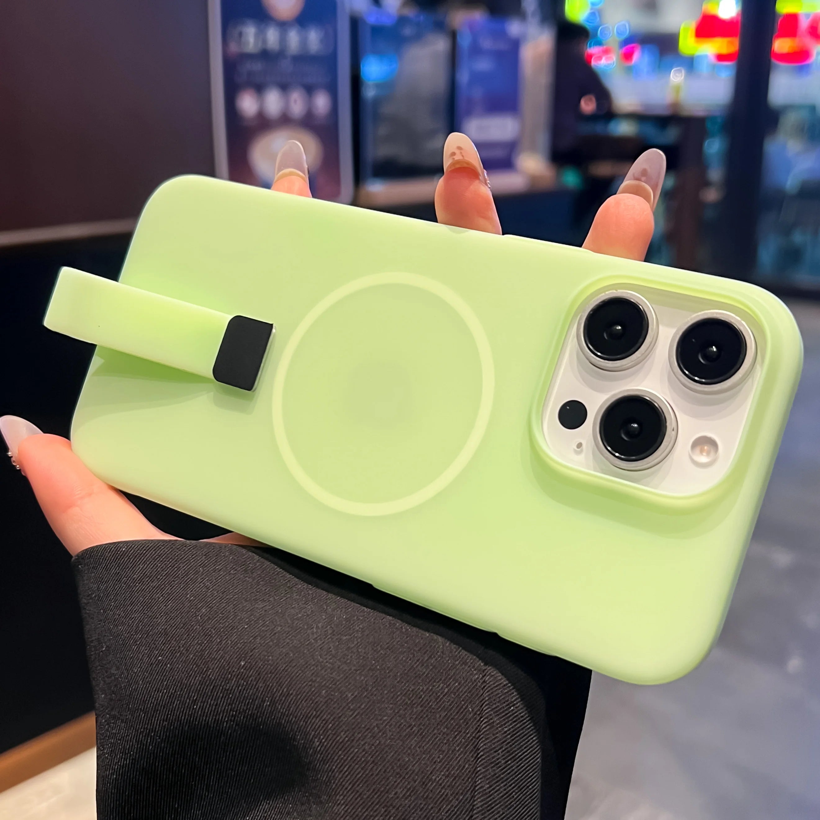 Luxury Candy Wrist Strap Case for iPhone 12–17 Series | MagSafe Compatible Hard PC Protector Cover