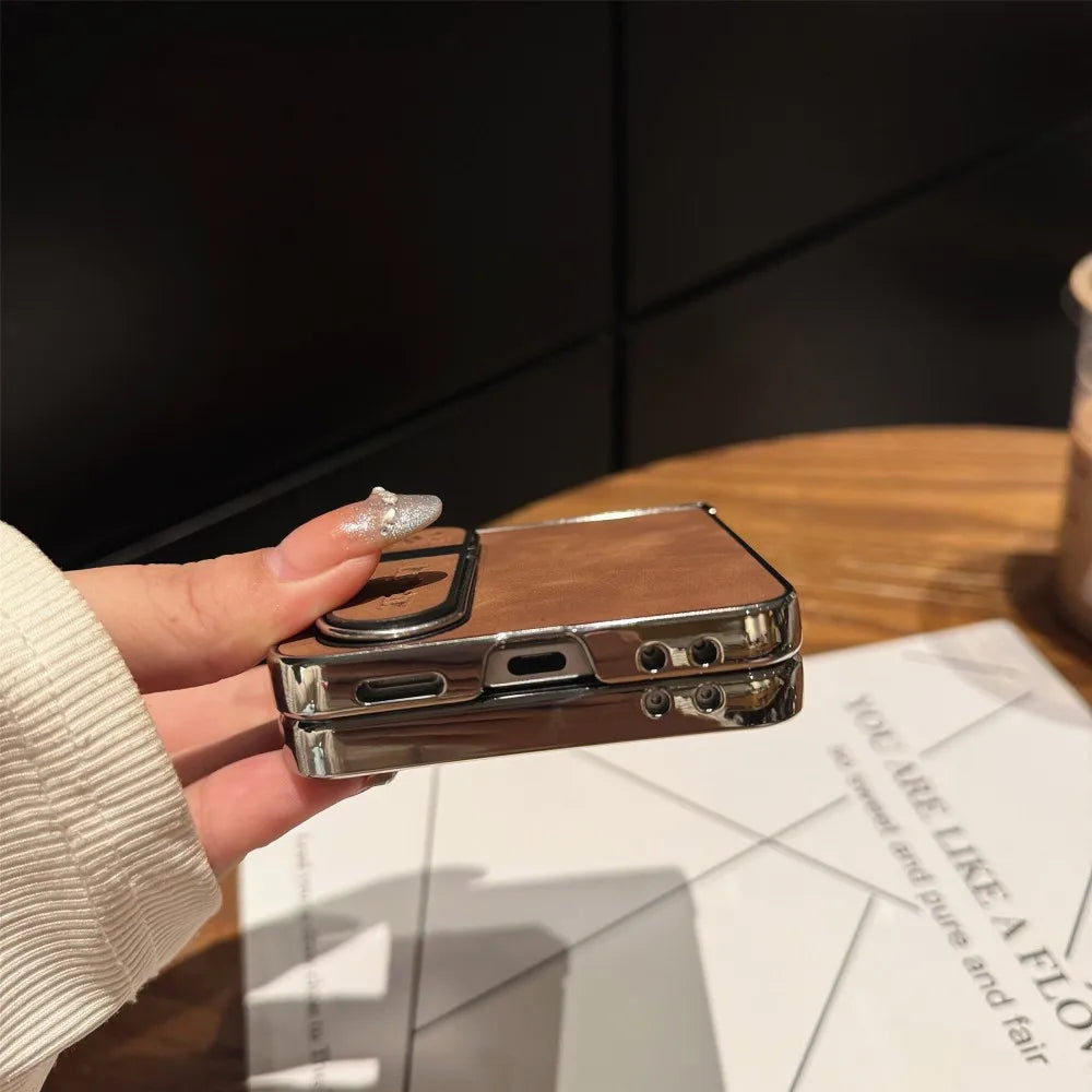 Luxury PU Leather Stand Case for Samsung Galaxy Z Flip 7 | Full-Coverage Protective Back Cover