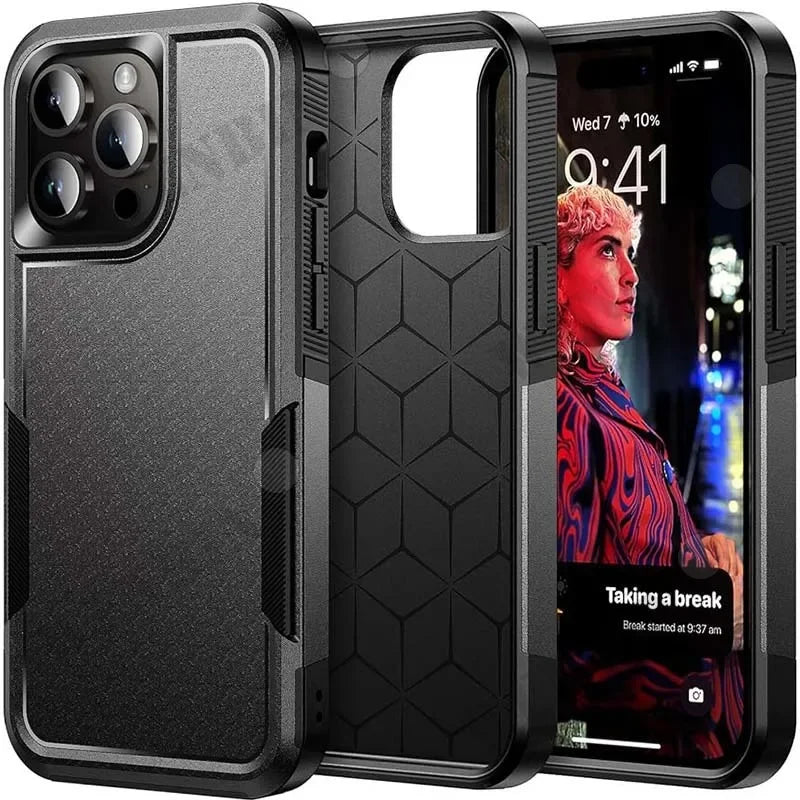 Dual-Layer Plain Plastic Phone Case | Anti-Fingerprint & Dustproof Half-Wrapped Cover for iPhone