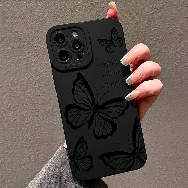 Butterfly Printed Full-Coverage Soft Silicone iPhone Case | Shockproof, Anti-Scratch & Non-Slip