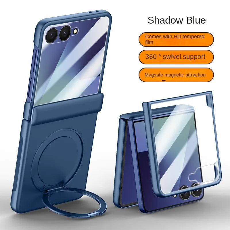 Luxury Full-Coverage Hard Case with Magnetic Ring Stand for Samsung Galaxy Z Flip 7 | Magsafe Compatible