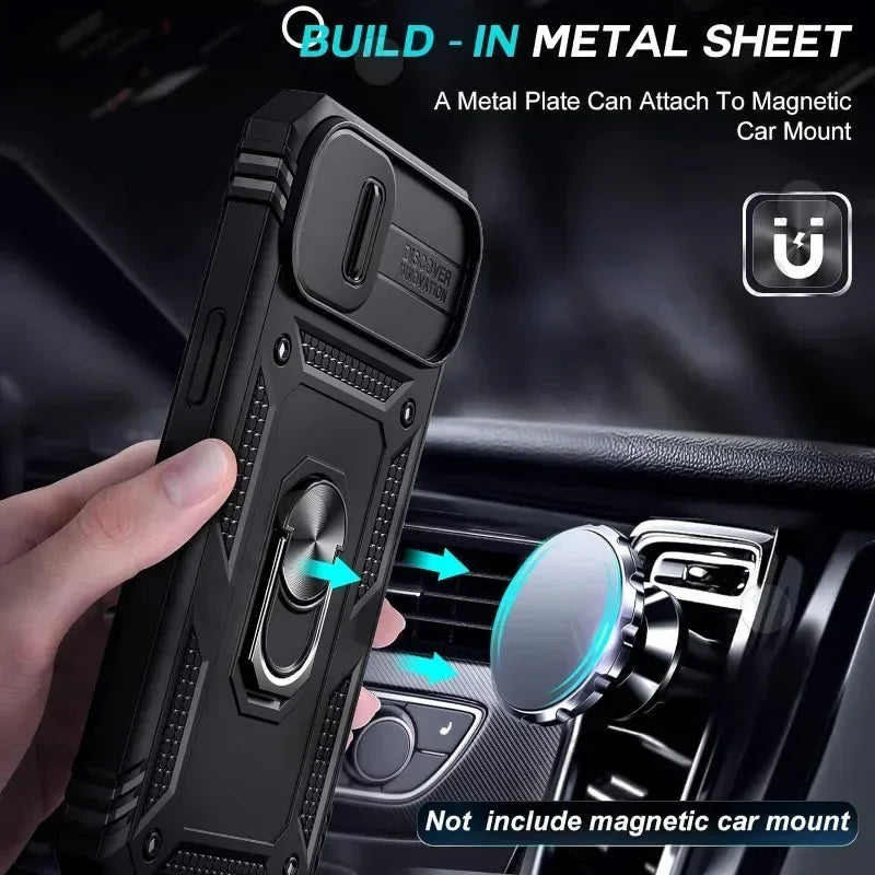 Full-Coverage iPhone Case with Ring & Kickstand | Anti-Fingerprint & Dustproof Protection