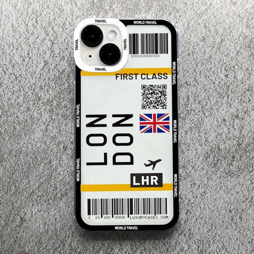 Plane Ticket Travel iPhone Case | Customizable Full-Coverage Shockproof Soft Silicone Cover