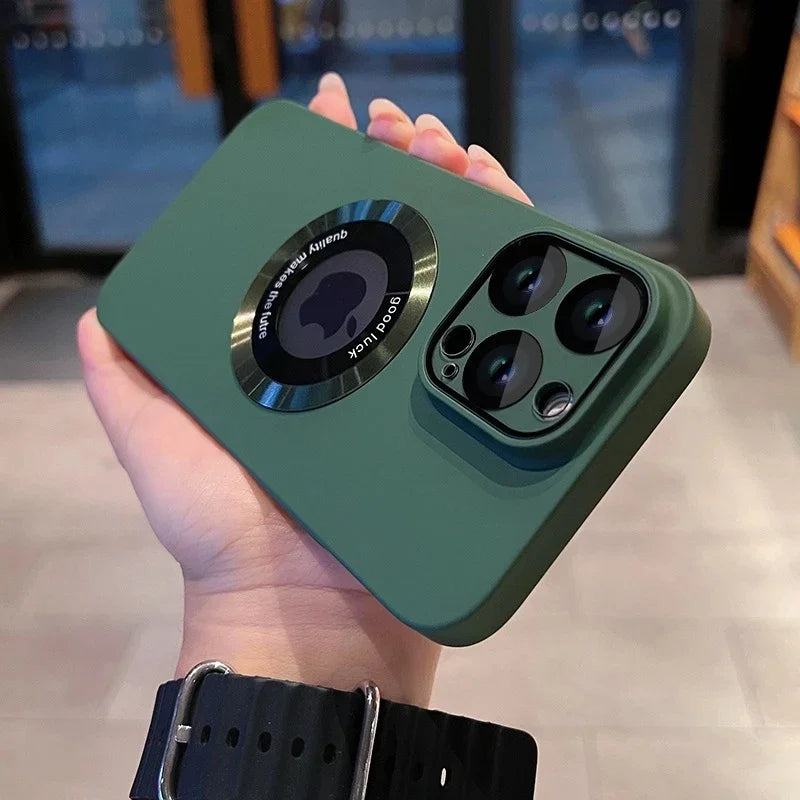 Luxury Magnetic Matte Phone Case with Ring Holder for iPhone 11–17 Series | MagSafe Shockproof Frosted Cover