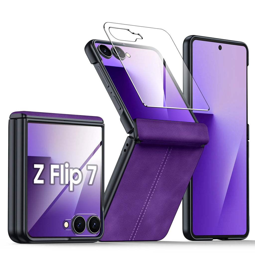 Samsung Galaxy Z Flip 7 Case | Luxury PU Leather Full-Coverage Protective Back Cover
