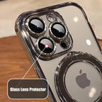 Luxury Transparent Plating Magnetic Case for iPhone 11–17 Series | MagSafe Compatible Ring Stand Cover