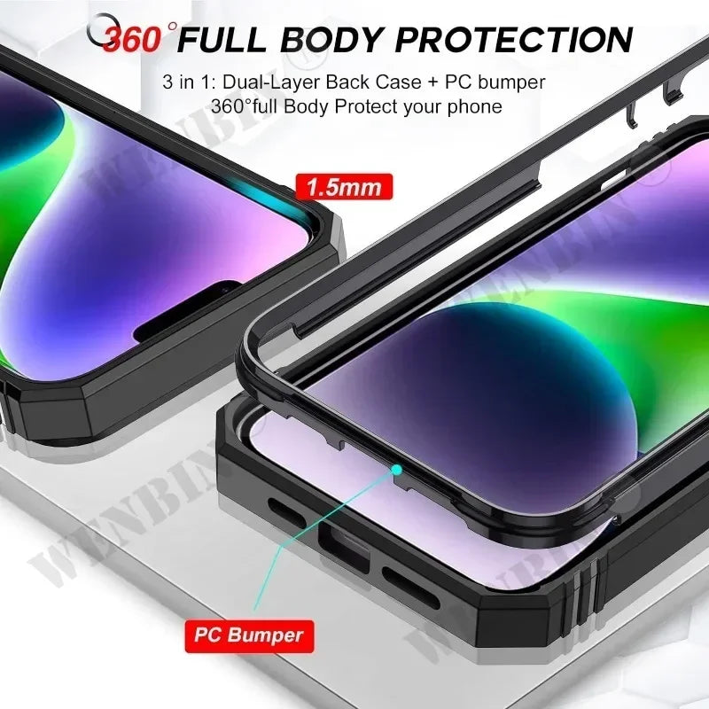 Full-Coverage iPhone Case with Ring & Kickstand | Anti-Fingerprint & Dustproof Protection
