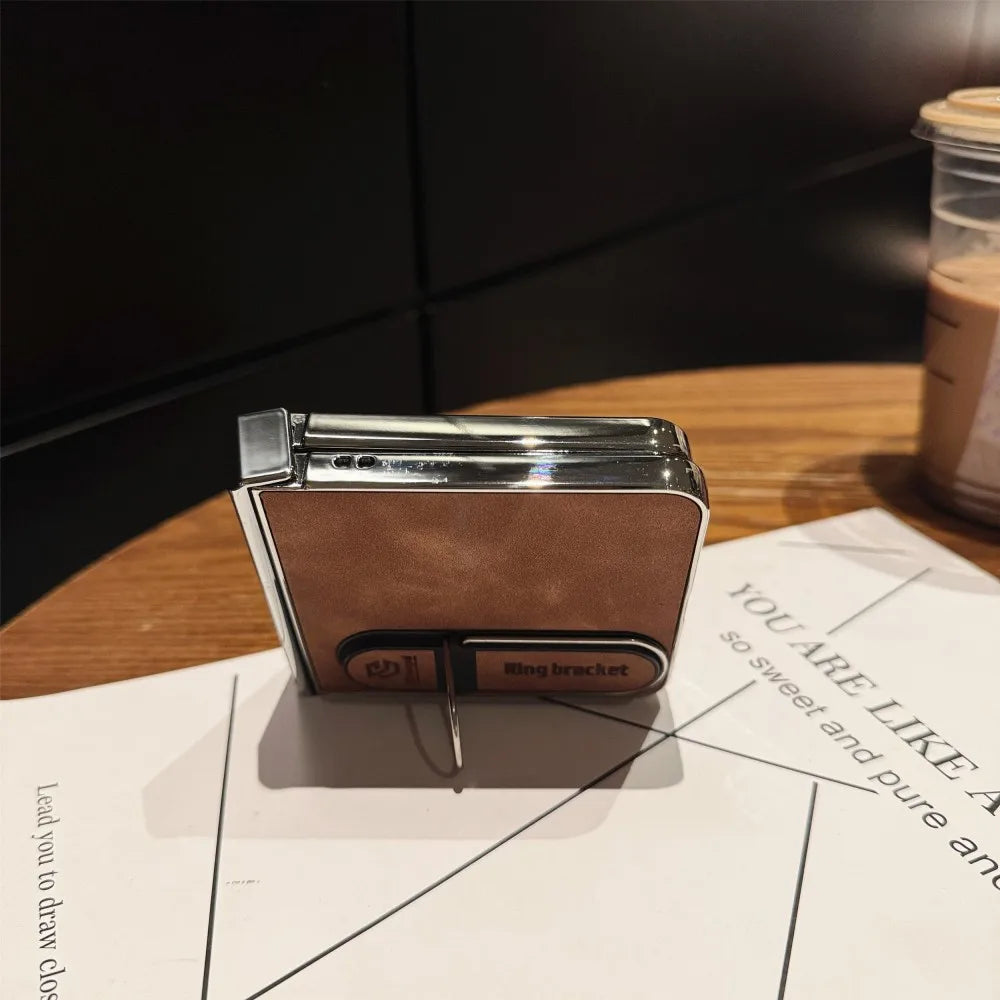 Luxury PU Leather Stand Case for Samsung Galaxy Z Flip 7 | Full-Coverage Protective Back Cover