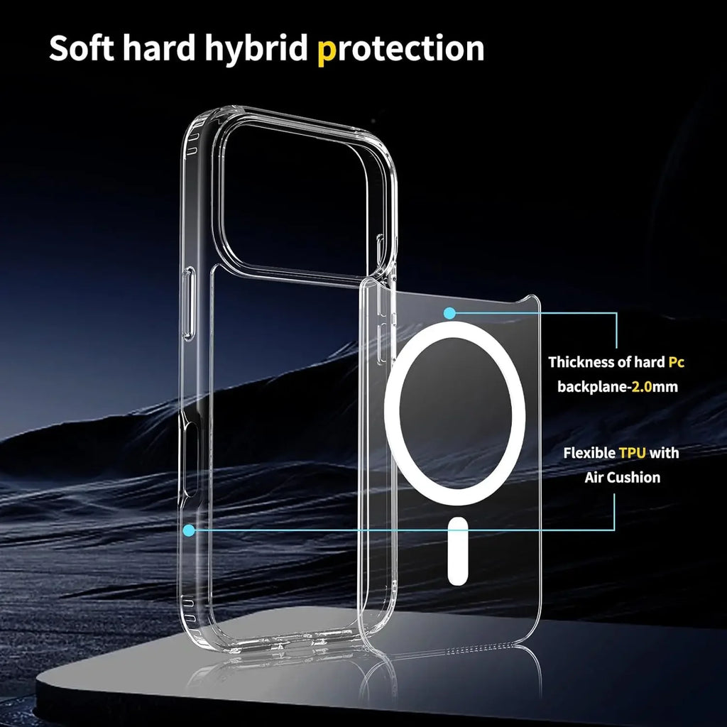 BAPPSUS Magnetic Transparent Phone Case for iPhone 17 Pro / Pro Max / Air | MagSafe Compatible Clear Acrylic Cover
