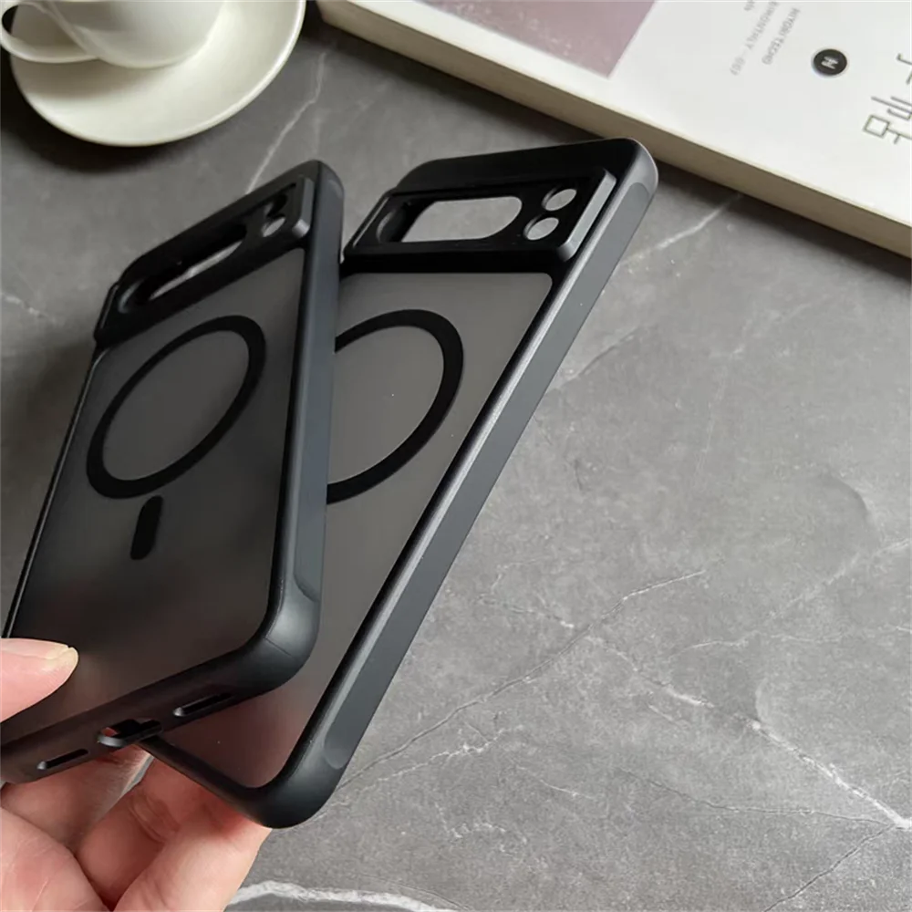 Google Pixel 6 / 6A / 6 Pro / 7 / 7A / 8 / 8A / 8 Pro / 9 / 9A / 9 Pro / 9 Pro XL Case | Matte Translucent Magnetic Wireless Charging Shockproof Half-Wrapped Cover