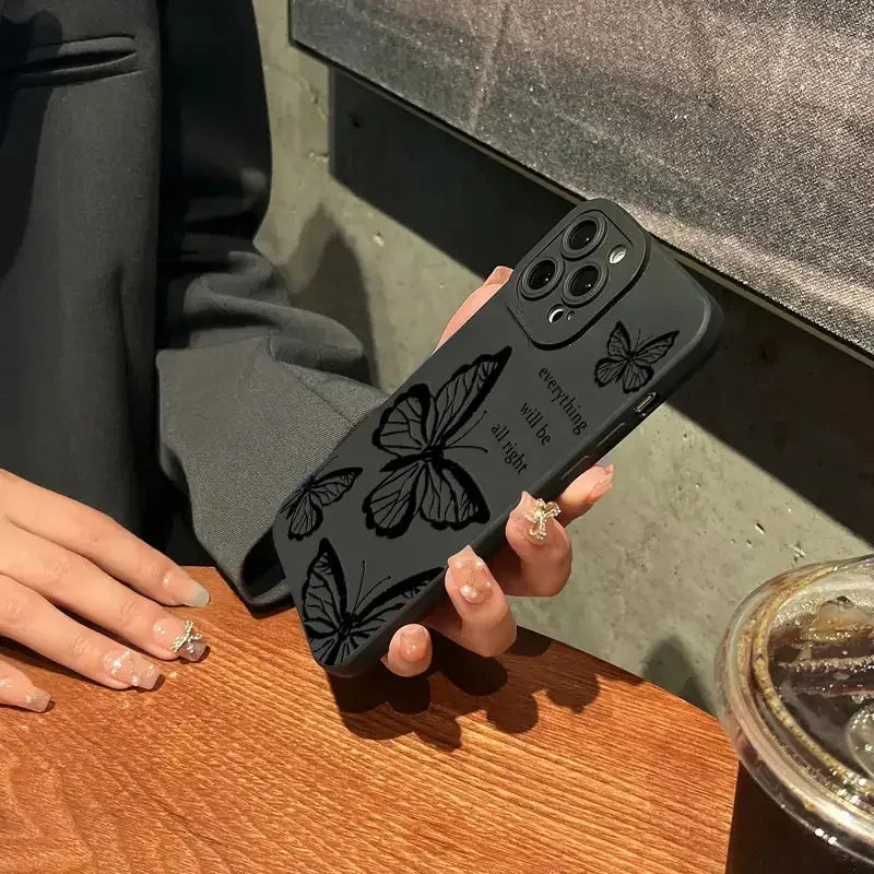 Butterfly Printed Full-Coverage Soft Silicone iPhone Case | Shockproof, Anti-Scratch & Non-Slip