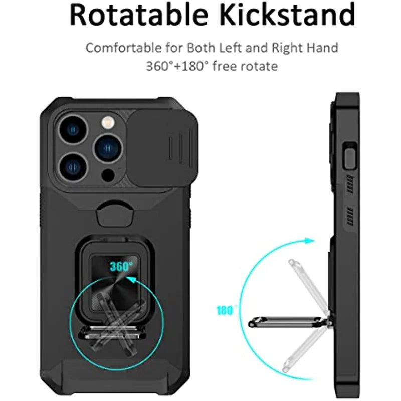 iPhone Case with Ring & Kickstand | Anti-Scratch, Anti-Fingerprint & Card Storage