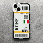 Plane Ticket Travel iPhone Case | Customizable Full-Coverage Shockproof Soft Silicone Cover