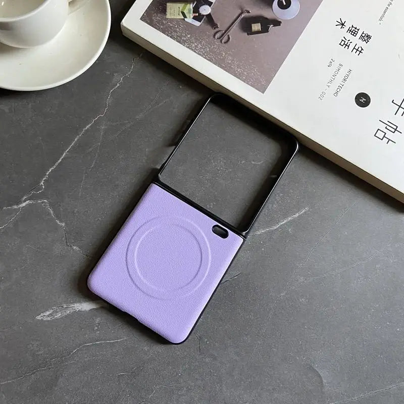 Luxury PU Leather Case for Samsung Galaxy Z Flip 7 | Magnetic & Wireless Charging Compatible