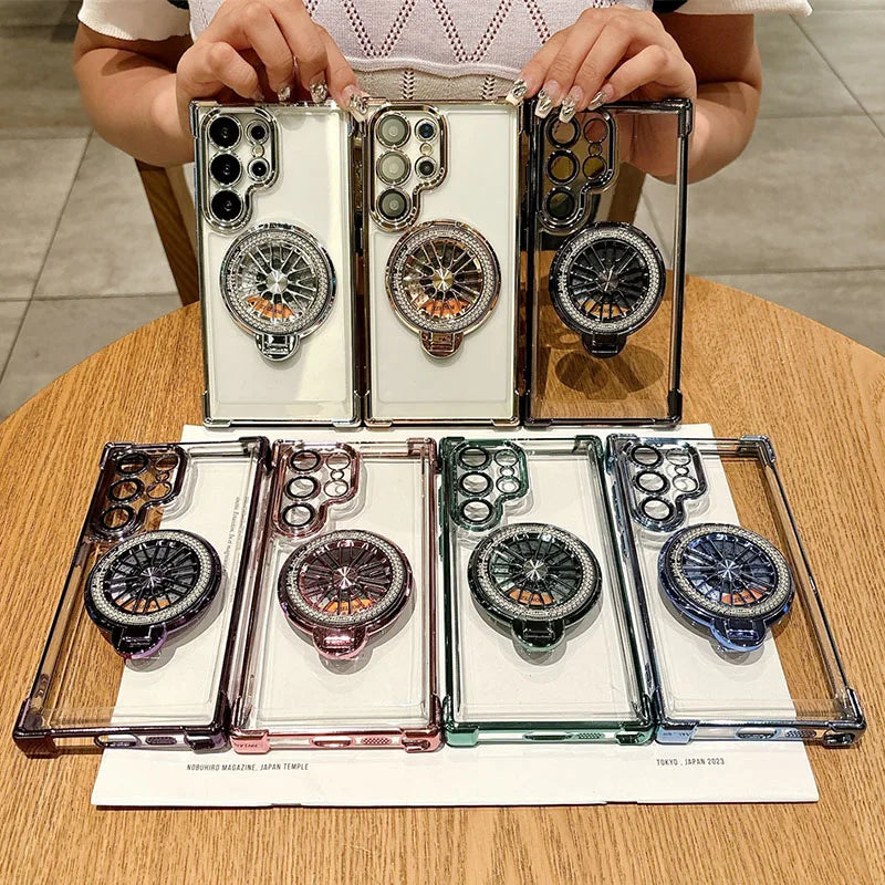 Luxury Magnetic Shockproof Half-Wrapped Case with Ring & Holder | Compatible with Samsung S20-S25 Series