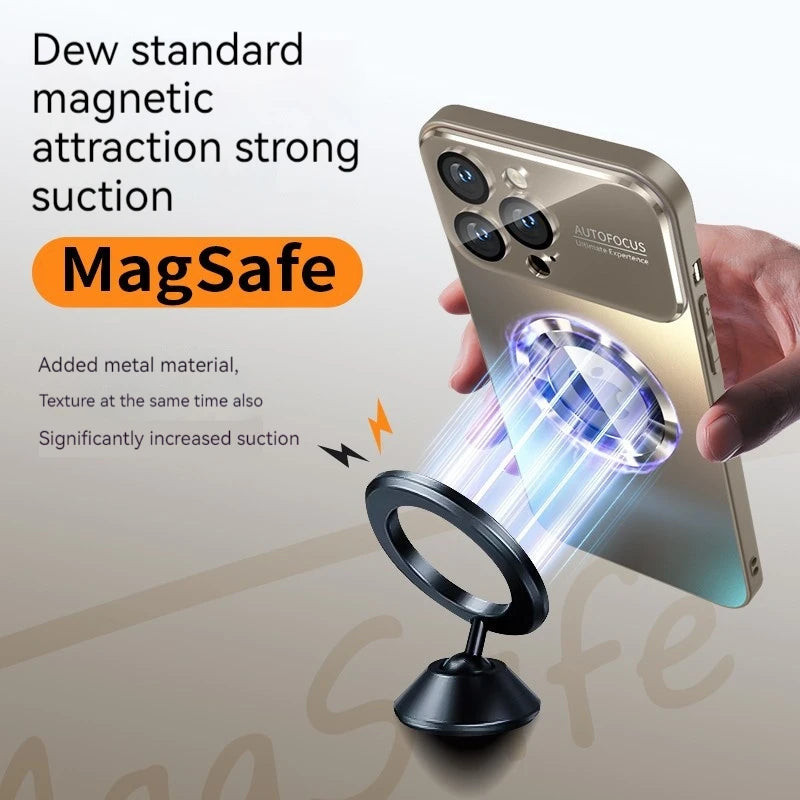 Luxury Glass Camera Lens Protection Magnetic Case for iPhone 11–17 Series | MagSafe Compatible Half-Wrapped Cover