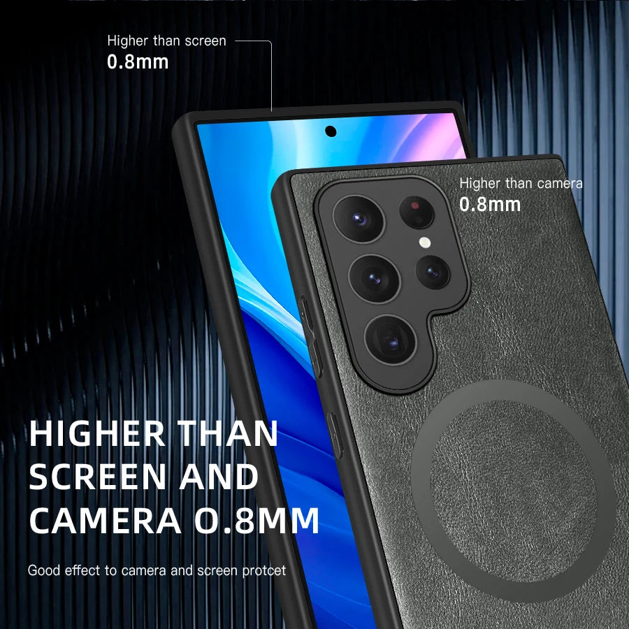 Luxury Leather & Silicone Full-Coverage Case for Samsung Galaxy S23-S24 Series | Shockproof & Waterproof