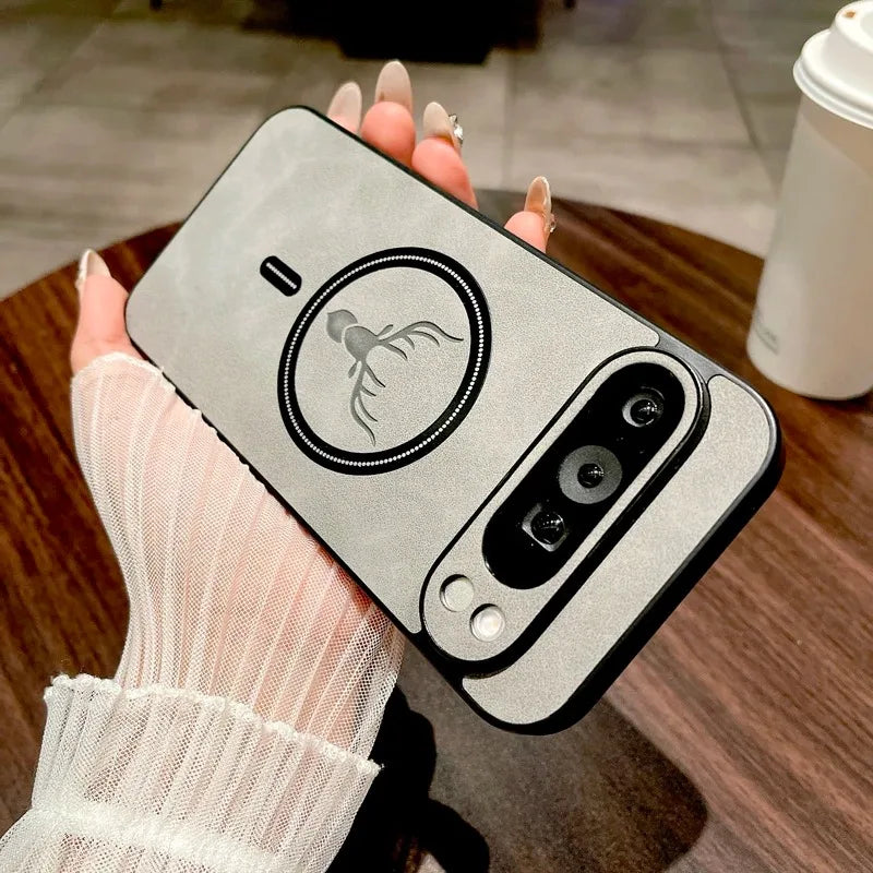 Google Pixel 9 / 9A / 9 Pro / 9 Pro XL / 10 / 10 Pro / 10 Pro XL Case | Luxury PU Leather Magnetic Wireless Charging Half-Wrapped Cover