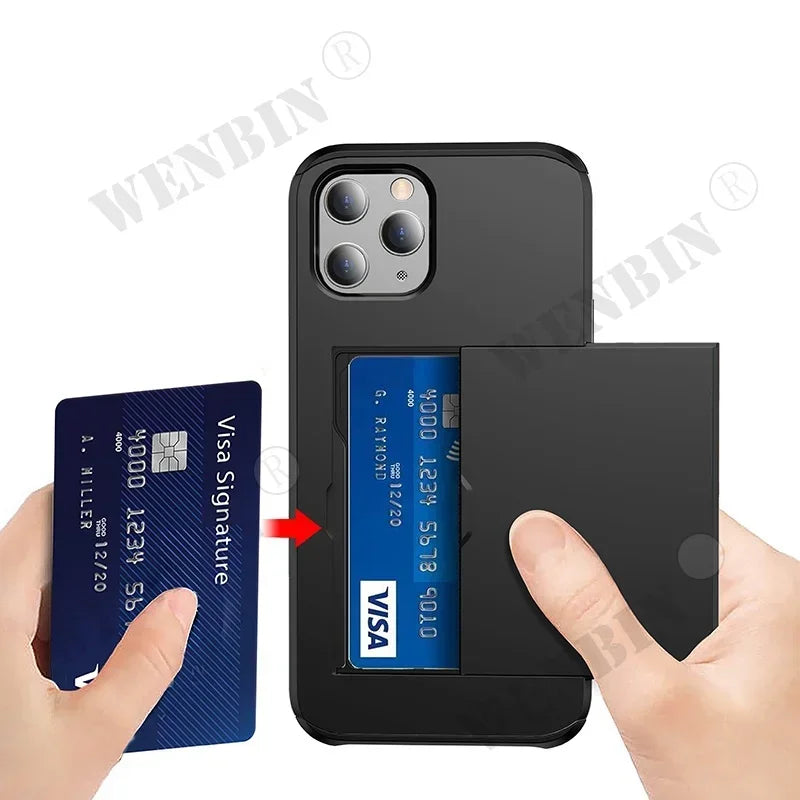 Heavy-Duty Dual-Layer iPhone Case with Card Slot | Shockproof, Scratch-Resistant Half-Wrapped Cover