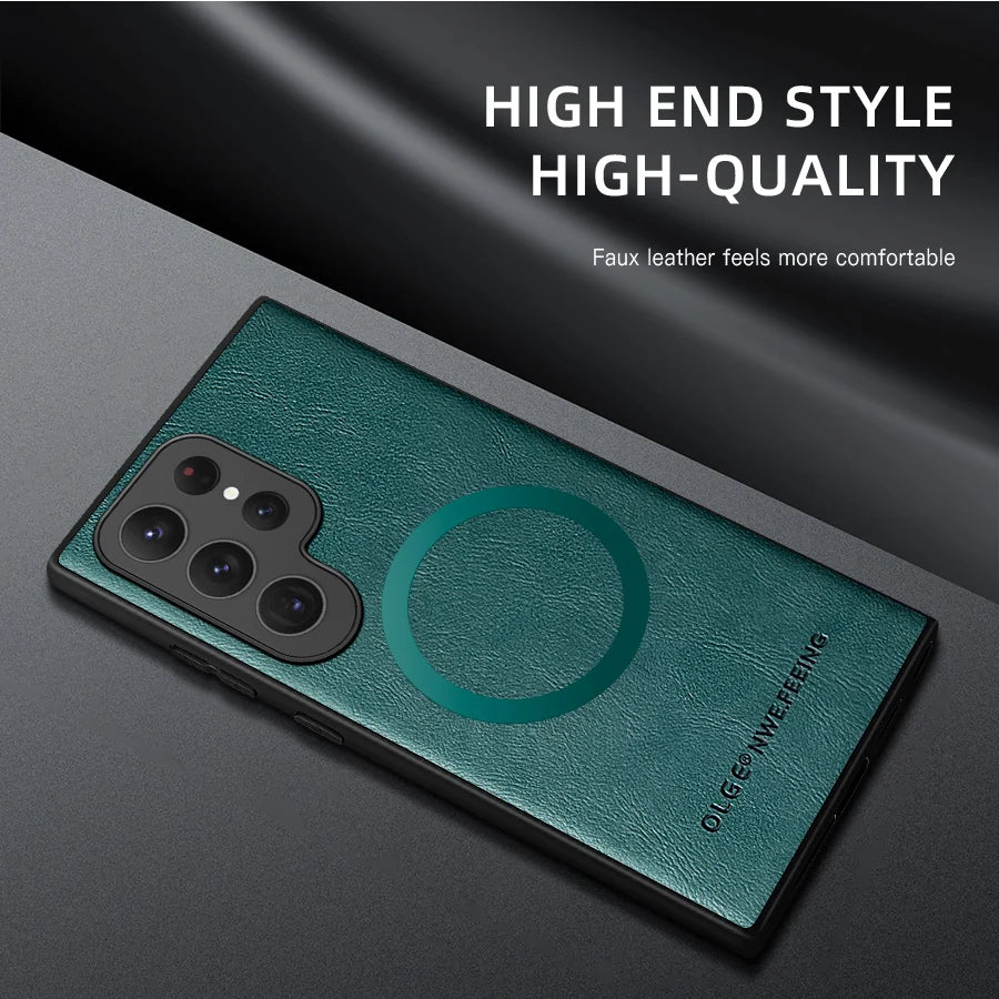 Luxury Leather & Silicone Full-Coverage Case for Samsung Galaxy S23-S24 Series | Shockproof & Waterproof