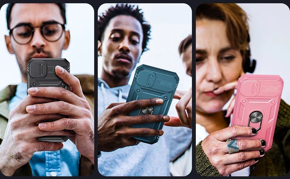 Full-Coverage iPhone Case with Ring & Kickstand | Anti-Fingerprint & Dustproof Protection