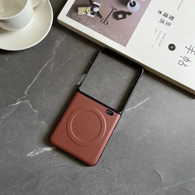 Luxury PU Leather Case for Samsung Galaxy Z Flip 7 | Magnetic & Wireless Charging Compatible