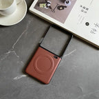 Luxury PU Leather Case for Samsung Galaxy Z Flip 7 | Magnetic & Wireless Charging Compatible