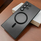 Luxury Magnetic Wireless Charging Matte Case for Samsung Galaxy S22-S25 Ultra | Shockproof Soft Half-Wrapped Cover