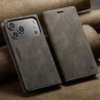 Retro PU Leather Wallet Phone Case | Magnetic Flip, Card & Cash Slot, Shockproof for iPhone