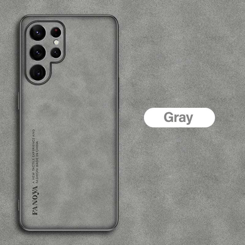 Samsung Galaxy S25/S24/S23 Ultra Plus Case | Luxury Sheepskin Leather Half-Wrapped Case