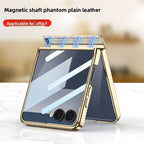 Samsung Galaxy Z Flip 7 Case | Luxury PU Leather Magnetic Full-Coverage Protective Back Cover