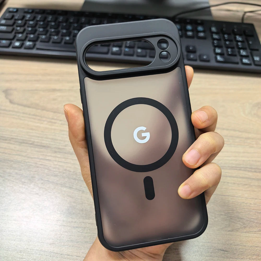 Google Pixel 6 / 6A / 6 Pro / 7 / 7A / 7 Pro / 8 / 8A / 8 Pro / 9 / 9A / 9 Pro / 9 Pro XL / 10 / 10 Pro / 10 Pro XL Case | Transparent TPU + PC Magnetic Wireless Charging Anti-Fall Half-Wrapped Cover