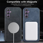 Luxury Magnetic Leather Magsafe Case for Samsung S23-S25 Series | Shockproof & Wireless Charging Compatible