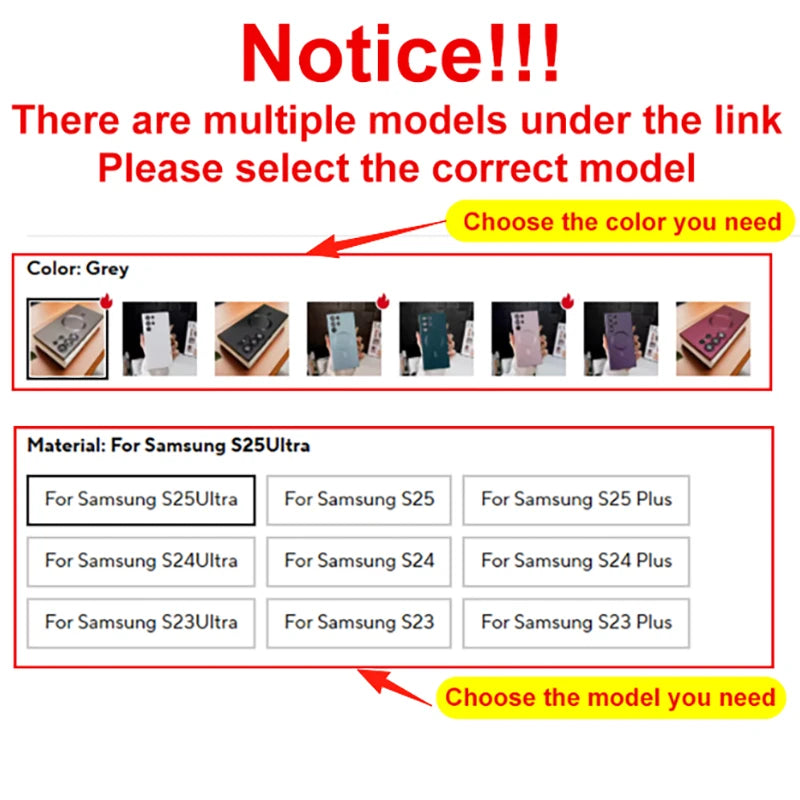 Luxury Magnetic Wireless Charging Matte Case for Samsung Galaxy S22-S25 Ultra | Shockproof Soft Half-Wrapped Cover