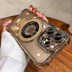Luxury Plating Transparent Magnetic Case for iPhone 11–17 Series | MagSafe Compatible Ring Holder Cover