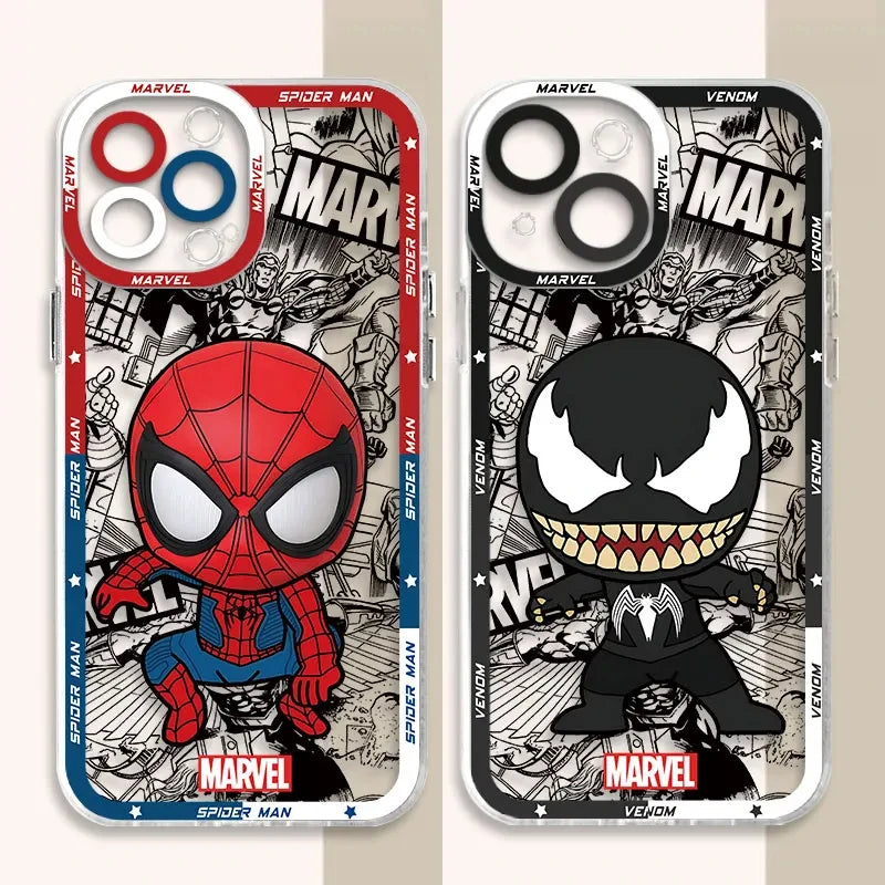 Full-Coverage Transparent Cartoon & Geometric iPhone Case | Waterproof & Anti-Scratch