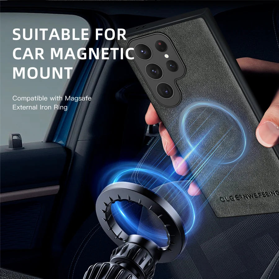 Luxury Leather & Silicone Full-Coverage Case for Samsung Galaxy S23-S24 Series | Shockproof & Waterproof