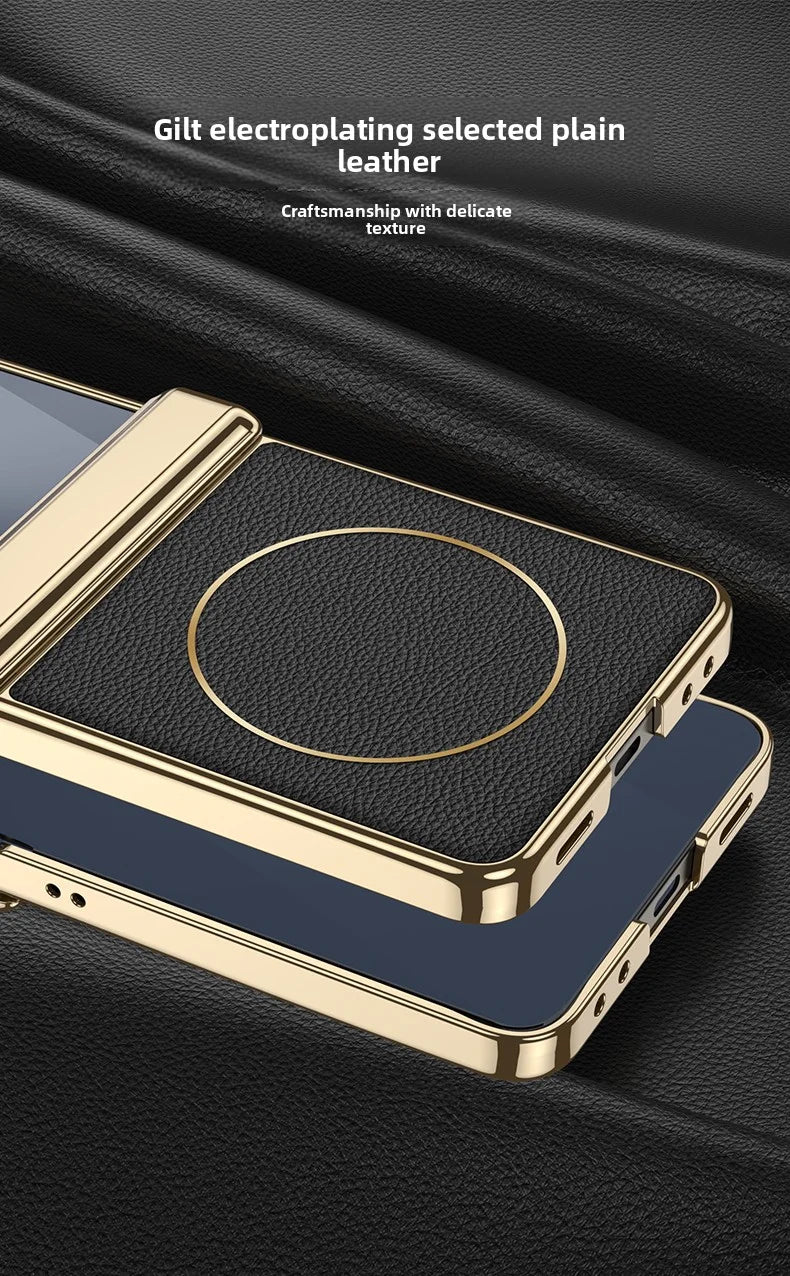 Samsung Galaxy Z Flip 7 Case | Luxury PU Leather Magnetic Full-Coverage Protective Back Cover