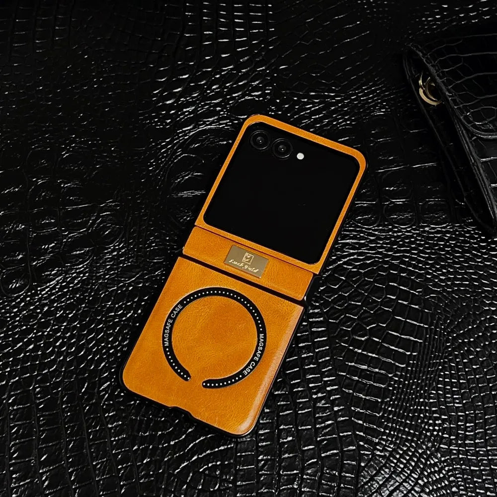 Samsung Galaxy Z Flip 7 Case | Luxury PU Leather Full-Coverage Magnetic Case