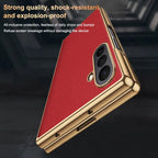 Samsung Galaxy Z Fold 7 Case | Luxury PU Leather Full-Coverage Protective Back Cover with Plated Finish