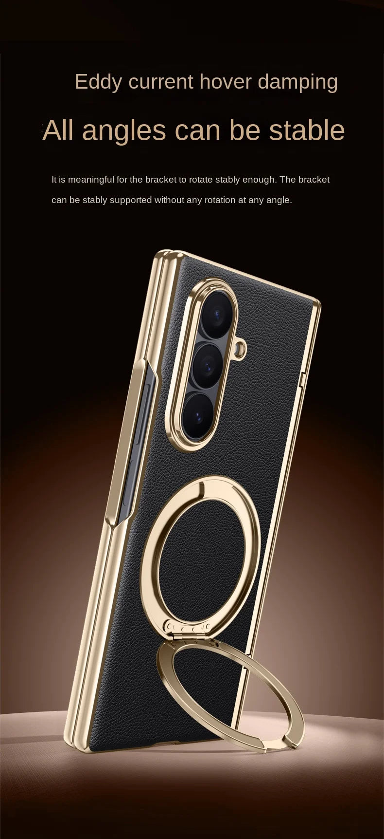 Luxury PU Leather Case for Samsung Galaxy Z Fold 7 | Ring Stand & Magnetic Wireless Charging