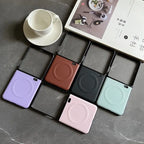 Luxury PU Leather Case for Samsung Galaxy Z Flip 7 | Magnetic & Wireless Charging Compatible