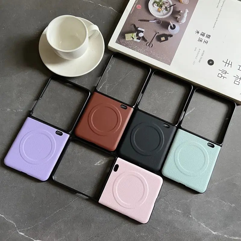 Luxury PU Leather Case for Samsung Galaxy Z Flip 7 | Magnetic & Wireless Charging Compatible