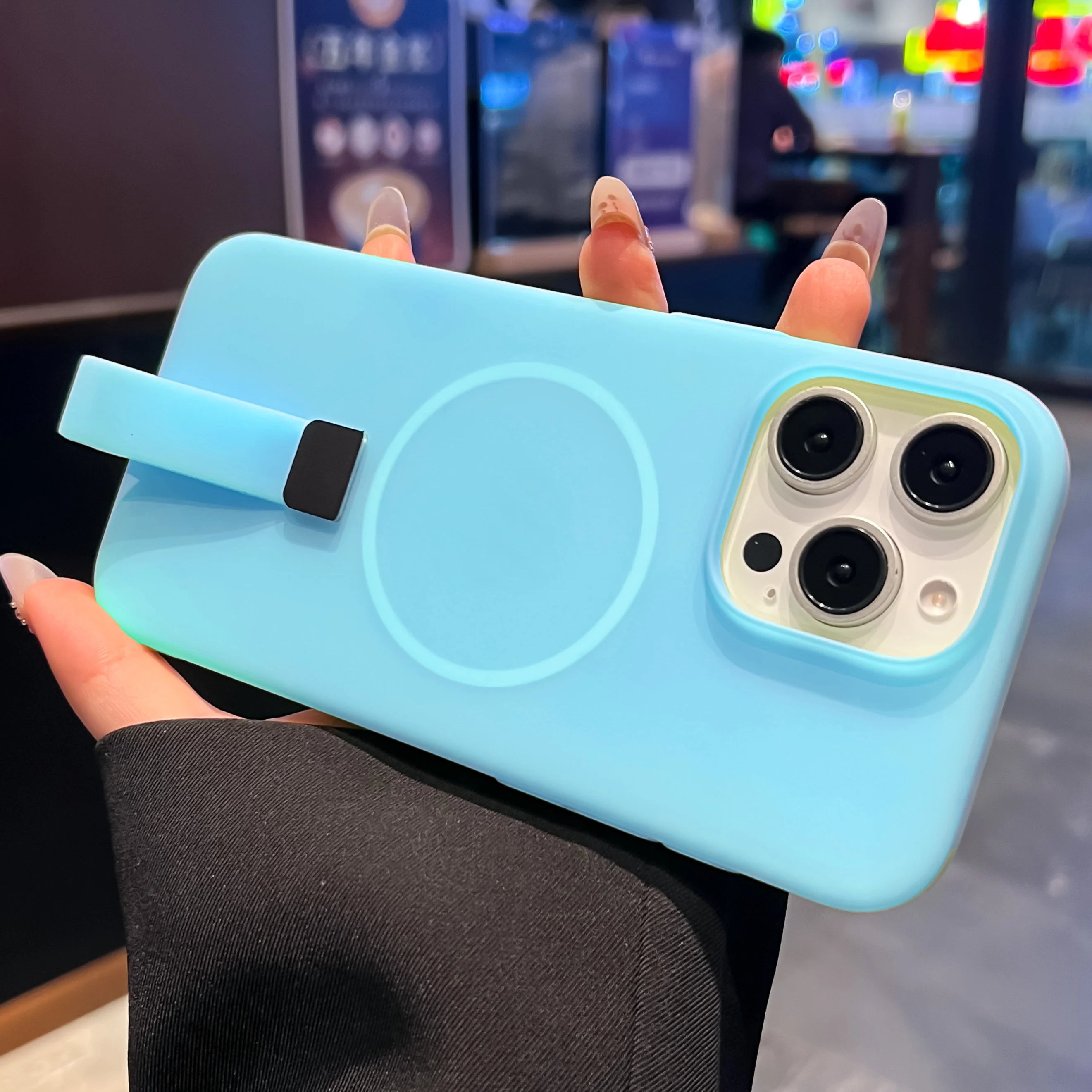 Luxury Candy Wrist Strap Case for iPhone 12–17 Series | MagSafe Compatible Hard PC Protector Cover