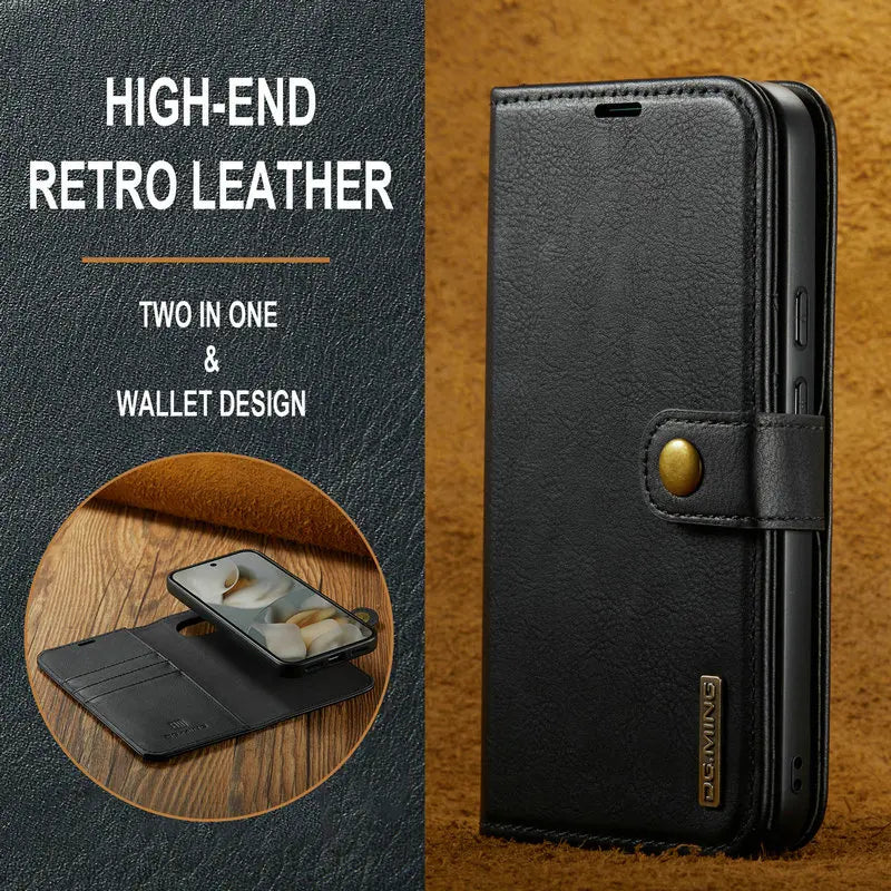 Retro Luxury Magnetic Flip Wallet iPhone Case | Card Slot, Kickstand & Shockproof