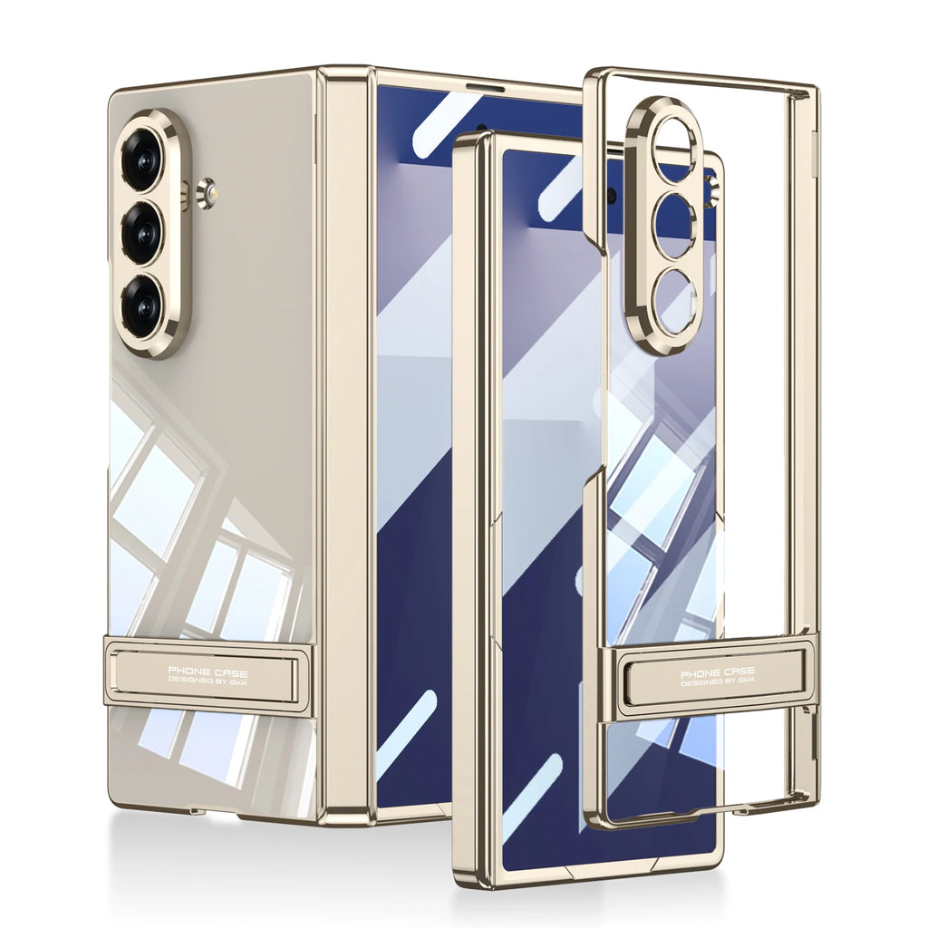 Samsung Galaxy Z Fold 7 Case | Hard Transparent Full-Coverage Protective Case with Stand and Middle Hinge