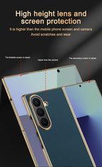 Samsung Galaxy Z Fold 7 Case | Luxury PU Leather Full-Coverage Protective Back Cover with Plated Finish