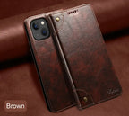 Retro Leather Magnetic Wallet Case with Kickstand | Shockproof & Full Protection for iPhone 16 Series