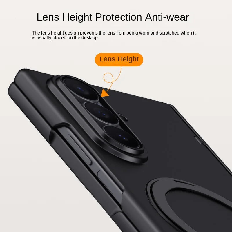 Luxury PU Leather Full-Coverage Case for Samsung Galaxy Z Fold 7 | Magnetic Ring Stand & Magsafe Compatible